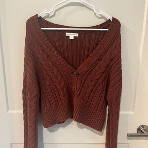 Burnt orange/brown Aeropostale cropped cardigan